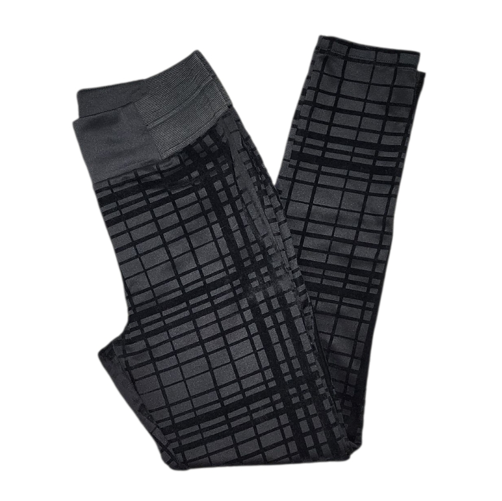 Black Velvet Abstract Checker Skinny Pant